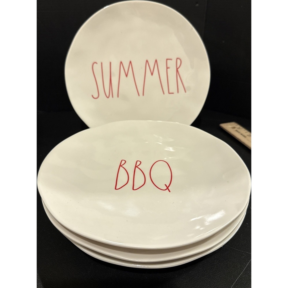 Rae Dunn Melamine Salad Plates Plate BBQ Summer 8 Inch Set Of 4